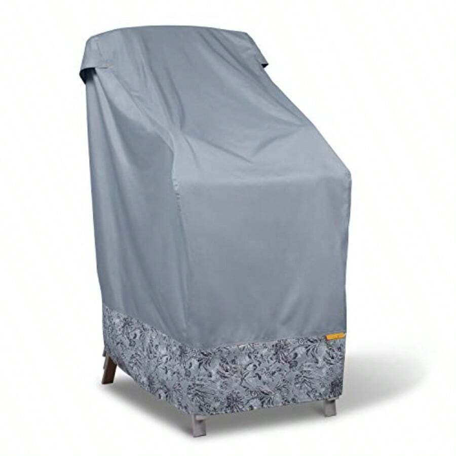 Classic Accessories Vera Bradley by Water-Resistant Stackable Patio Chair Cover 26 x 34 x 45 Inch Rain Forest Toile Gray - Toile gris de selva tropical - Ver 1