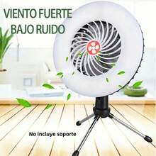 AGUILAMEX Lámpara ventilador de escritorio recargable Luz LED magnético 2 en 1para acampar al aire libre Portátil Mini ventilador de escritorio con luz LED Batería de 2400 mAh carga por USB, con gancho, para acampar, hogar, oficina Versátil Sin soporte - Agua verde azul - Ver 2