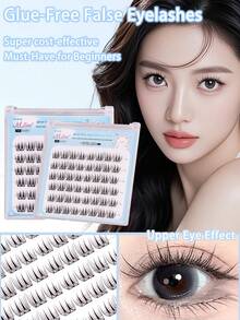 48pcs Self-Adhesive Fluffy Mixed Length False Eyelash Clusters, No Glue Needed, Fluffy Individual Lashes, Self-Adhesive DIY Eyelash Extension, Pre-Glued Lash Clusters, Natural Lengthening C-Curl Lash Clusters, No Glue Or Makeup Remover Needed, False Eyelashes, Lash Clusters, Individual Lashes, Eyelashes - C - View 9