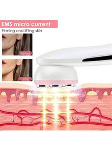 AXH Nuevo dispositivo de belleza facial mini, Bastón de masaje de rejuvenecimiento de la piel con LED, Masajeador facial para el cuidado de la piel, Dispositivo de rejuvenecimiento de la piel con fotones LED, Instrumento de belleza recargable por USB para la cara y el cuello, Capacidad de la batería: 400mAh - Blanco - Ver 10