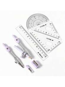 Bộ dụng cụ toán học 9 món nhiều màu sắc dành cho học sinh, kèm hộp đựng chống sốc, bao gồm thước kẻ, thước đo góc, 2 compa, bút chì, gọt bút chì, món quà hoàn hảo cho năm học mới. - Mảnh duy nhất - Xem 3