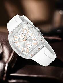 1件男士石英表，商务、休闲、运动皆宜，复古简约表盘，适合日常佩戴、派对装饰，也是馈赠亲朋好友和兄弟的各种节日礼物。 - 白色 - 查看 2