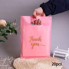 50 Stücke rosa "Danke" Geschenktüten für Hochzeit, Geburtstag, Kleidungsverpackung, Dankesgeschenktüten - 20 Stück - Übersicht 7