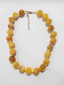 1pc Bohemian Style Round Geometric Plastic Acrylic Beaded Rope Knotted Necklace, Handmade Jewelry Gift For Women, Everyday Wear - Multicolor - View 47