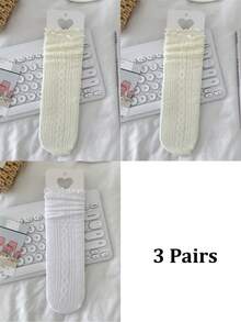 1/3 Pairs Spring/Summer Thin Knee-High Socks, Ballerina Style Mid-Calf Socks, Lolita Cable Knit JK Socks, Mesh Hollow Slouch Socks, No-Show Socks, Lace Straight Tube Socks - Multicolor - View 30