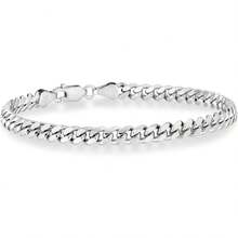 Miabella Italian Thick 925 Sterling Silver Solid Cuban Link Curb Chain Bracelet For Men, 3.2mm, 5mm, 7mm Made In Italy - 5MM - Xem 7