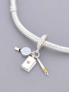 1 Set Fashionable Romantic Youthful Graduation Series Backpack, Baseball Cap, Book, Pen, Running Boy, Graduation Cap Charm Pendant, Full Of Ceremonial Sense, Versatile DIY Bracelet Necklace Graduation Gift - Silver - View 4