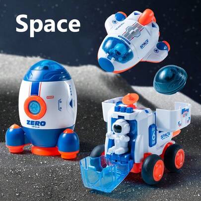 Juguete de coche espacial educativo para niños, serie de modelos de cohete y nave espacial de astronauta, adecuado como regalo de Navidad y cumpleaños para niños