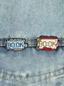 1set It's True Crime Mystery Time Enamel Pin Timer Shape Magnifying Glass Footprint Caution Brooch Lapel Backpack Badge Jewelry Gift - Multicolor - View 4