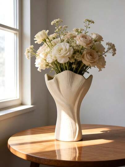 1 Bình hoa nghệ thuật miệng lượn sóng, vật dụng cần thiết cho đám cưới, lễ Phục sinh, trang trí mùa xuân, trang trí nhà theo phong cách tối giản hiện đại, bình hoa sáng tạo phù hợp cho phòng khách, phòng ngủ, bàn làm việc, lò sưởi, quà tặng tân gia, đám cưới, kỷ niệm trang nhã.