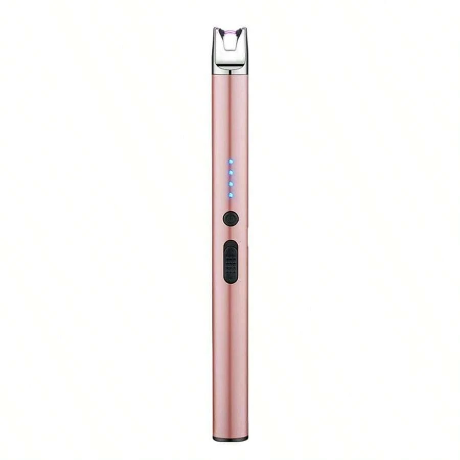 Rechargeable Flameless Plasma Windproof USB Lighter - Upgraded LED Battery Display, Safety Switch, Pocket Size For Candle, Cooking, BBQs And Fireworks - Rusty Rose - View 1