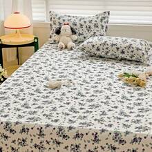 3pcs Bedding Set, Blue Blueberry Pattern, Soft & Comfortable, Includes 1pc Fitted Sheet & 2pcs Pillowcases, No Filling, Suitable For Dorm, Bedroom, Multiple Sizes Available - Blue - View 9