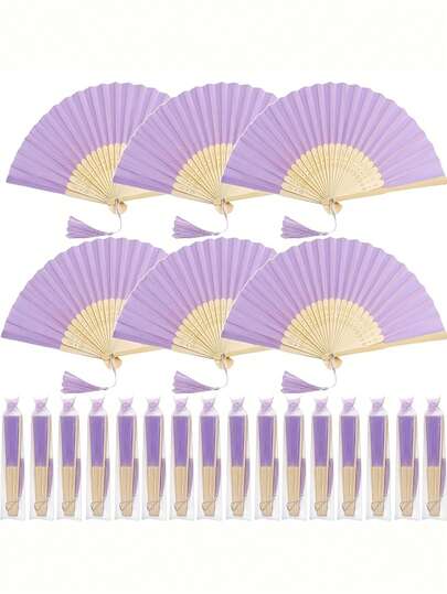 Tassel Handheld Folding Fan With Gift Bag, Purple Wedding Gift Fan, Women's Gift Decoration, Suitable For Bride Gift, Return Gift, Wedding Party Gift, Birthday Party Gift