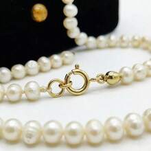 Freshwater Baroque Natural Pearl Necklace 70cm 18k Gold Plated 4848 - 白色 - 查看 3