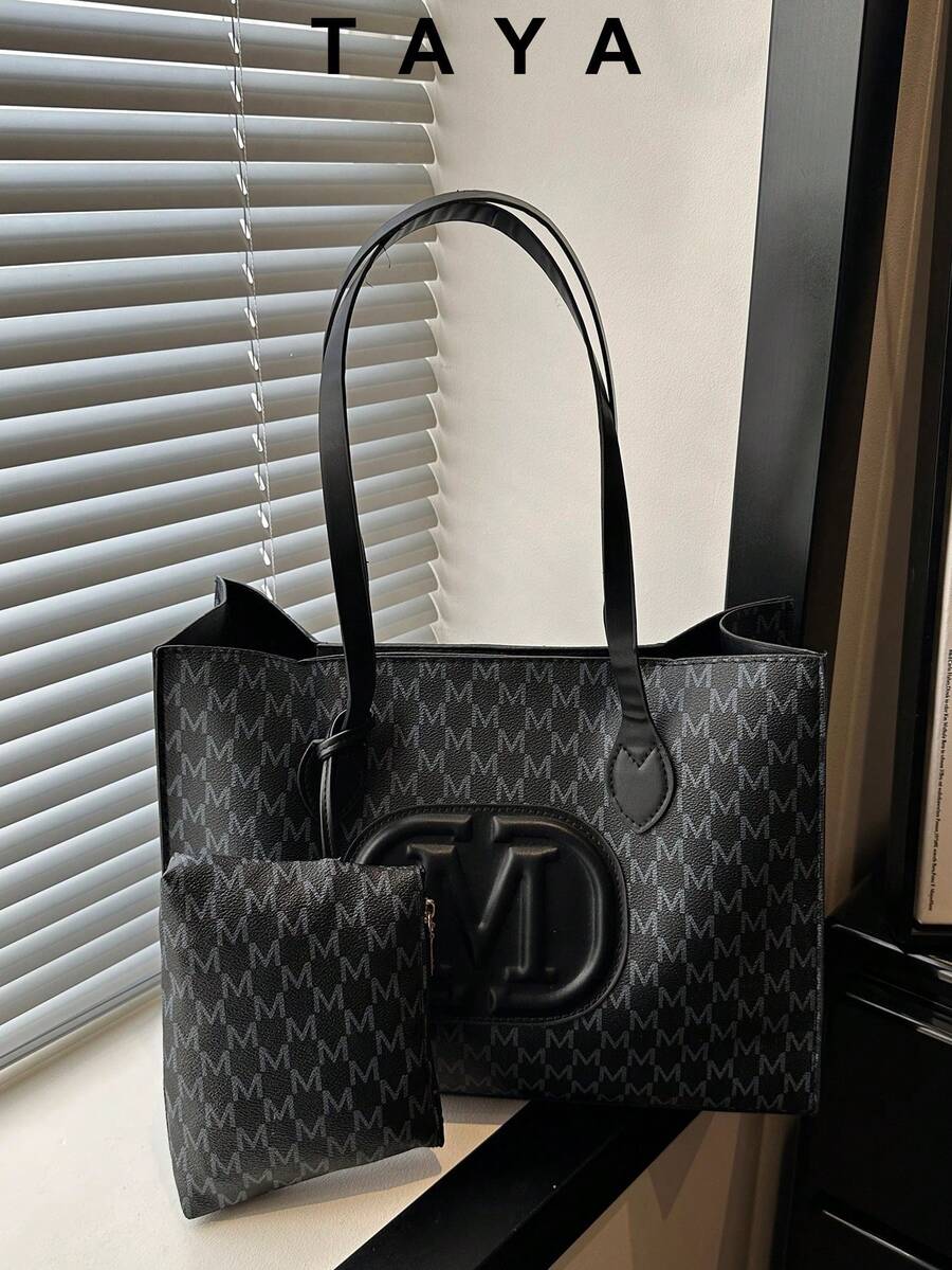Large Capacity Waterproof Business Casual Fashion PU Leather Women's Shoulder Tote Bag, Suitable For Girls, Ladies, College Students, New Graduates And Office Workers. Ideal For Work, Business, Commuting And School Use.