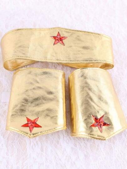 Bộ trang phục và phụ kiện Halloween 1/3 món, bộ cosplay nữ anh hùng: Vương miện vàng, dây thừng, vòng tay. Phối đồ và phụ kiện hoàn hảo: Kết hợp với áo corset, khăn choàng, bốt, váy, quần short hoặc áo sơ mi phù hợp. Phụ kiện hóa trang. Thích hợp cho tiệc Halloween, cosplay, Giáng sinh, Lễ Phục sinh, tiệc trang điểm, lễ hội hóa trang, biểu diễn sân khấu. Bộ phụ kiện trang phục anh hùng ma thuật được trang trí thủ công. Phụ kiện thập niên 1920.