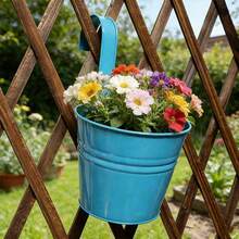 1/5/10个装金属桶花盆 - 复古阳台壁挂式花盆，带把手，花园装饰，适合室内外使用 - 彩色 - 查看 17