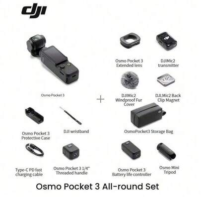 dji Osmo Pocket 3 1-Inch Pocket Gimbal Camera, Portable Handheld Design, Mechanical Stabilization System, High-Definition Live Streaming, Time-Lapse, Mobile Recording, Content Creation (Brand New, Activated Only)