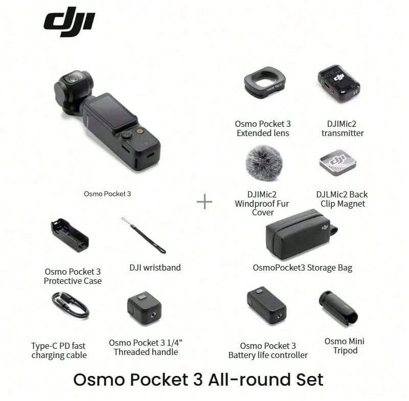 dji Kamera Gimbal Saku Osmo Pocket 3 1 inci: Desain genggam portabel, stabilisasi gambar mekanis, siaran langsung HD, fotografi selang waktu, perekaman seluler, pembuatan konten (Baru, hanya diaktifkan) - View 1