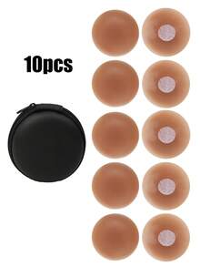 2/10pcs Women's Anti-Friction Nipple Covers, Silicone Breast Petals, Portable Storage Box Set, Suitable For Ladies Underwear Accessories, Invisible Bra For Multiple Occasions, Self-Adhesive Pasties, Multi-Color Options - Multicolor - View 2