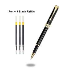 Bút bi kim loại đen chất lượng cao với thiết kế độc đáo, cho trải nghiệm viết trơn tru / Sử dụng ruột mực thay thế 0.5 mm / Thích hợp cho học sinh ôn thi và sử dụng trong văn phòng. - Bút bi kim loại đen - Xem 10