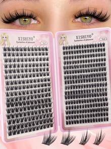 480 piezas de pestañas postizas de visón falso con rizo D - Extensión de pestañas DIY - Racimos de pestañas individuales naturales y esponjosas de rizo D premium - Reutilizables, ligeras y fáciles de aplicar - Ver 6