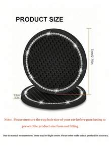 2 Packs Car Coasters, Glittery Cup Holder Insert Coasters, Universal Car Cup Holder Decorative Silicone Coasters, Car Interior Mats, Car Interior Decorations, 7cm Soft Crystal Water Rubber Mat Set Round Car Beverage Coasters Car Rhinestone Accessories - Multicolor - View 7