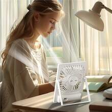 1pc Portable Mini Desk Fan, 1200mAh, For Office, Room, Vanity Table - Multiple Styles - View 1