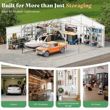 25*30*11.5 FT Extra Large Metal Garage Shed – Heavy-Duty Carport With Double Front Doors, Side Door & 4 Windows For Truck, Boat & Tractor Storage - Grey - View 7