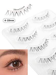Waloshow 5 Cặp nối mi dưới kiểu hoạt hình, mi dưới uốn cong hình chữ J, mi giả lông chồn châu Á nhẹ, mi dưới từng sợi, nối mi dưới tinh tế. - phong cách chéo - Xem 4