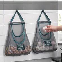 Organizadores de cocina Bolsa de malla reutilizable Bolsa de almacenamiento colgante montada en la pared Red para frutas y verduras Accesorios de cocina - Ver 6