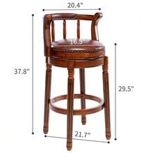 High-Quality Bar Stools Made Of Leather And Wood, 360° Swivel Bar Stool With Backrest, Bar Stools At Counter Height For Kitchen, Dining Room And Bar - Brown - View 2