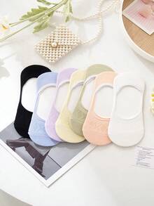 1/3/5 Paar zufällige Farbe Damen Versteckte Socken, atmungsaktive rutschfeste Lüfterschocken - Verschiedenfarbig - Übersicht 3