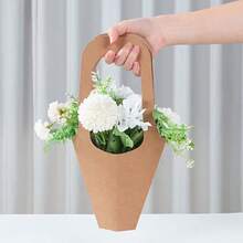 10/20入 牛皮紙花卉禮品袋 手提花束禮品袋 鄉村風婚禮派對裝飾 生日週年慶派對用品 嬰兒洗禮慶祝裝飾 活動派對禮物包裝袋 - 查看 3