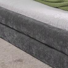 Double Bed 160*200cm, Chenille Fabric, Comfortable Backrest, Sturdy Eucalyptus And Iron Frame, Easy To Assemble, Dark Grey (Without Mattress) - Dark Grey - View 7