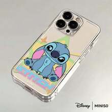 Miniso 1pc Disney Stitch Retro Star Phone Case Suitable For IPhone 17/17 Pro/17 Pro Max/17 Air/16/15/14/13/12/11/X Series Iphone 17 Pro Max Case Iphone 17 Pro Case Iphone 17 Case Stocking Stuffers The Girlfriend - Transparent - View 2