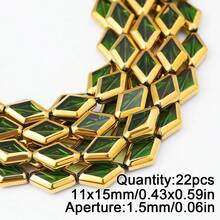1颗时尚长方形心形和钻石形玻璃刻面水晶珠，金边米珠，DIY串珠手链、项链、耳环饰品配件 - DIY - 查看 34