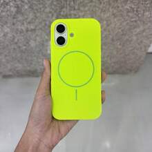 奢華亮面螢光液態矽膠手機殼，適用於 iPhone 17 Air 16 15 14 13 12 17 Pro Max Plus，磁吸軟殼 - 螢光綠 - 查看 5