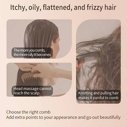 适用于细软粗硬发质的梳子，通风速干梳，适用于粗细卷曲直发，干湿发均可使用，轻松梳开所有发质（干湿发和受损发质）的缠结 - 男女皆宜。