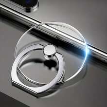 360°旋转亚克力透明指环手机支架，PC材质，背面带粘胶，多角度支架，晶莹剔透设计，方便手机操作和观看。 - 彩色 - 查看 5