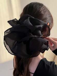 1pc Oversized Lace Hair Scrunchie New Elegant Hair Tie Hair Flower Women's High-End Ponytail Hair Tie Elastics Rubber Bands - Multicolor - View 3