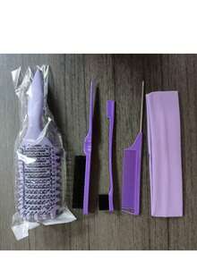 2/4/5/6/11/12件套女士美发造型梳套装（新款升级卷发梳、9排尼龙气垫造型梳、蓬松梳、尖尾梳、发际线梳、喷雾瓶、4个鸭嘴夹、花朵发夹、美发造型梳套装），卷发梳 - 彩色 - 查看 7