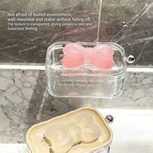 Wavy Wall Mounted Soap Dish, Bathroom Double Layer Soap Storage Rack Without Drilling - 1pc Transparent Color - View 1
