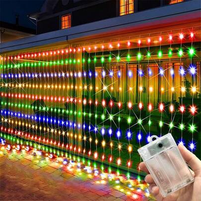 Warm White, Colorful, Pink Battery Powered Curtain String Lights, 8 Lighting Modes, Home Bedroom Decor Lights, Curtain Lights, Indoor Decor, Wedding Party Decor, Birthday Gift, Holiday Atmosphere Decor, Single Party