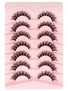 7对7-15毫米自然交叉透明假睫毛，适合派对和节日佩戴 - 黑色 - 查看 3