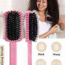2/1pc Curling Hair Brush, Easy Styling For Defined Curls And Waves, Effective Edge Design, Medium Width Side Edges Effectively Separate And Style Curly Hair, Suitable For Dry And Wet Hair, For Men And Women, Reduces Frizz, Easy Styling At Home Or Travel (Pink, Purple, Green) - 彩色 - 查看 2