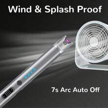 Rechargeable Flameless Plasma Windproof USB Lighter - Upgraded LED Battery Display, Safety Switch, Pocket Size For Candle, Cooking, BBQs And Fireworks - Màu xanh lam - Xem 4