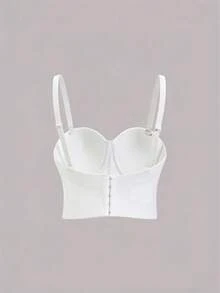 Áo lót bralette đính kim cương trắng gợi cảm, kiểu áo khoác ngoài sành điệu hoặc áo croptop độc lập, áo hai dây mảnh họa tiết xương cá. - trắng - Xem 3