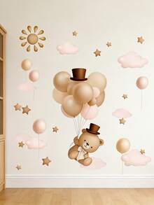 Removable Bear Balloon PVC Wall Stickers For Nursery Living Room Bedroom Bathroom Decorative Baby Favorite Bear Decals - Multicolor - View 3