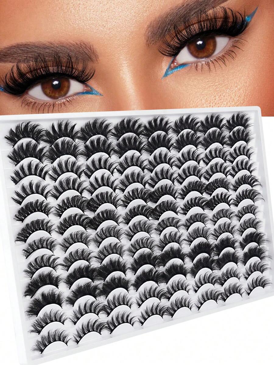 MAANGE 48 Cặp Mi Giả Dài Dày, Lông Mi Giả Lông Chồn DD Cong 5D Mi Giả Dải Đầy Đủ Kiểu Manga Gai Nhọn Chéo 6 Kiểu Hỗn Hợp Gói Chia Sẻ Bạn Bè, Mi Giả Cong Dày Ấn Tượng 5D Lông Mi Giả Lông Chồn - Bộ Trang Điểm Mắt Cho Mẹ - màu đen - Xem 1